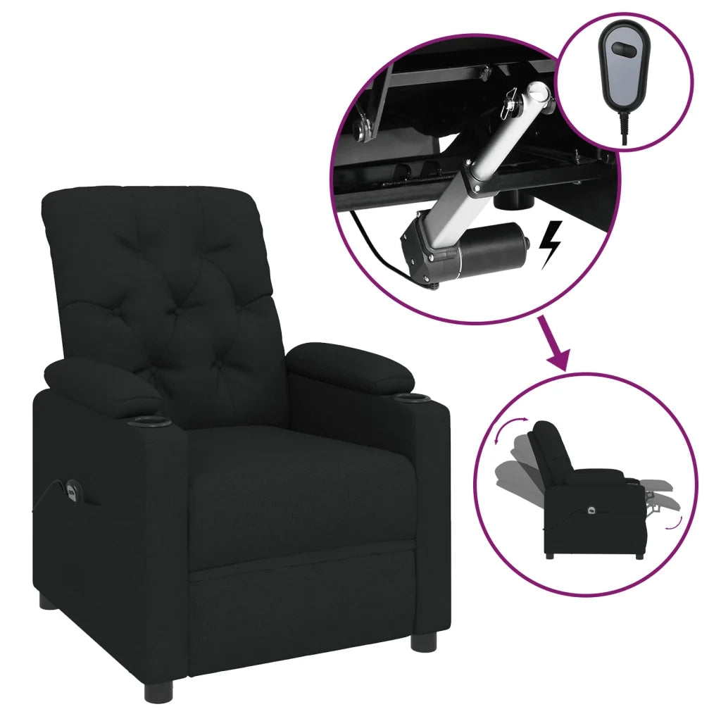 Poltrona | Sedia Relax Elettrica Reclinabile Nera in Tessuto