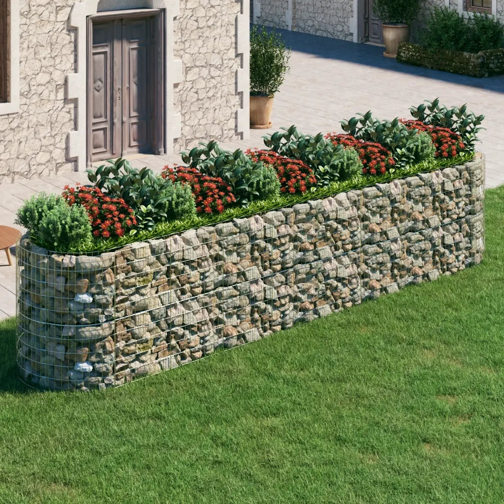 Gabbione con Fioriere | Cassetta per fiori | Letto Rialzato in Ferro Zincato 500x100x100 cm