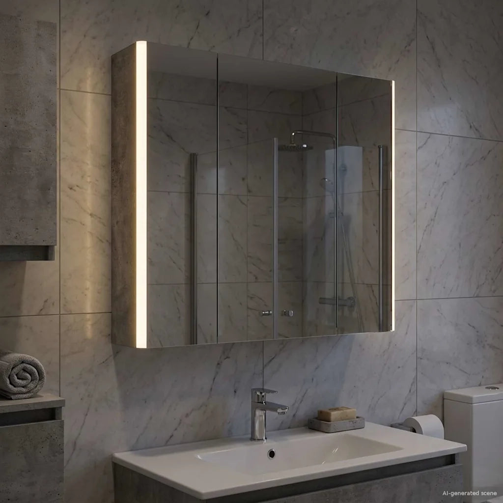 Mobiletto per specchio da bagno Grigio cemento