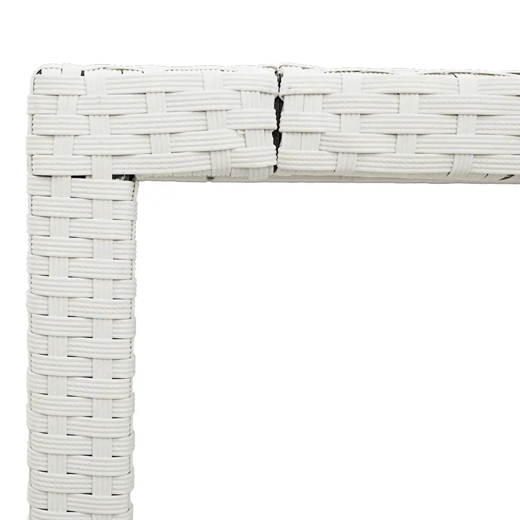 Tavolo Giardino | Tavolino da esterno Piano in Vetro Bianco 190x90x75 cm Polyrattan