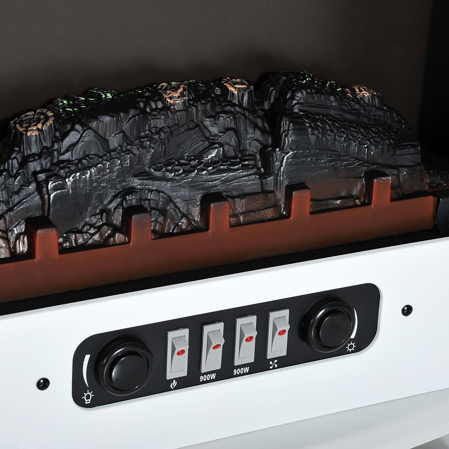 Camino Elettrico da Terra Effetto Fiamma 1800W Bianco