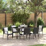 Set da Pranzo da Giardino 7 Pezzi con Cuscini Nero Polyrattan