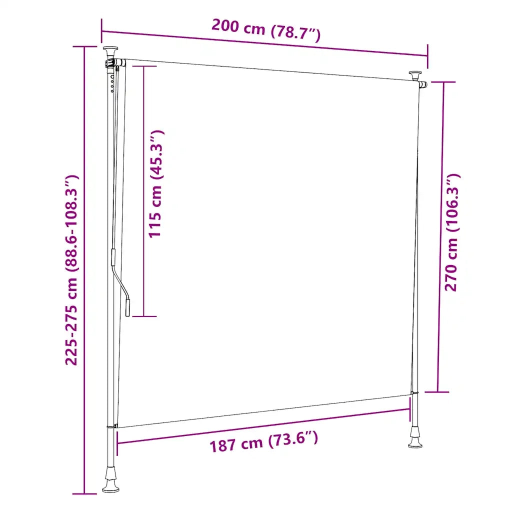 Tenda a Rullo per Esterni-Tenda da sole avvolgibile 200x270 cm Crema