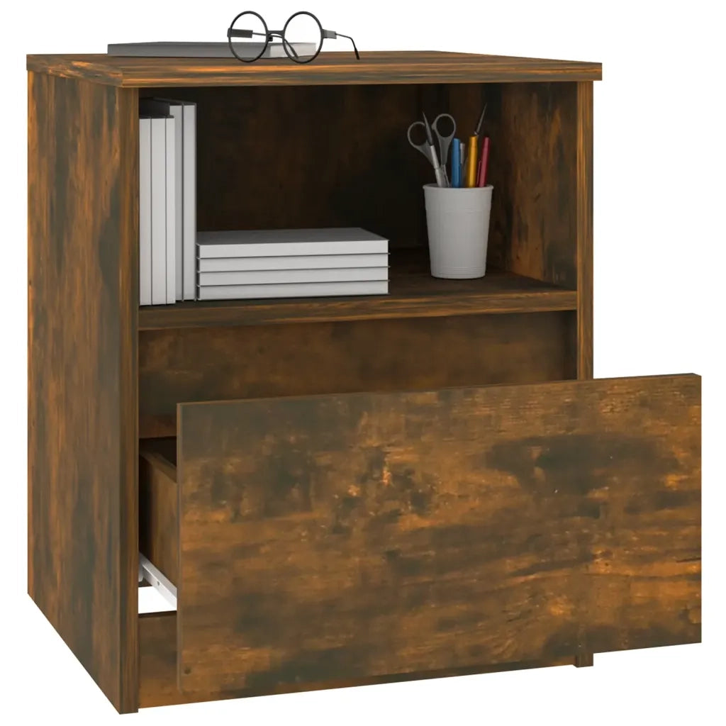 Comodini 2 pz Rovere Fumo 40x40x50 cm in Legno Multistrato 815817