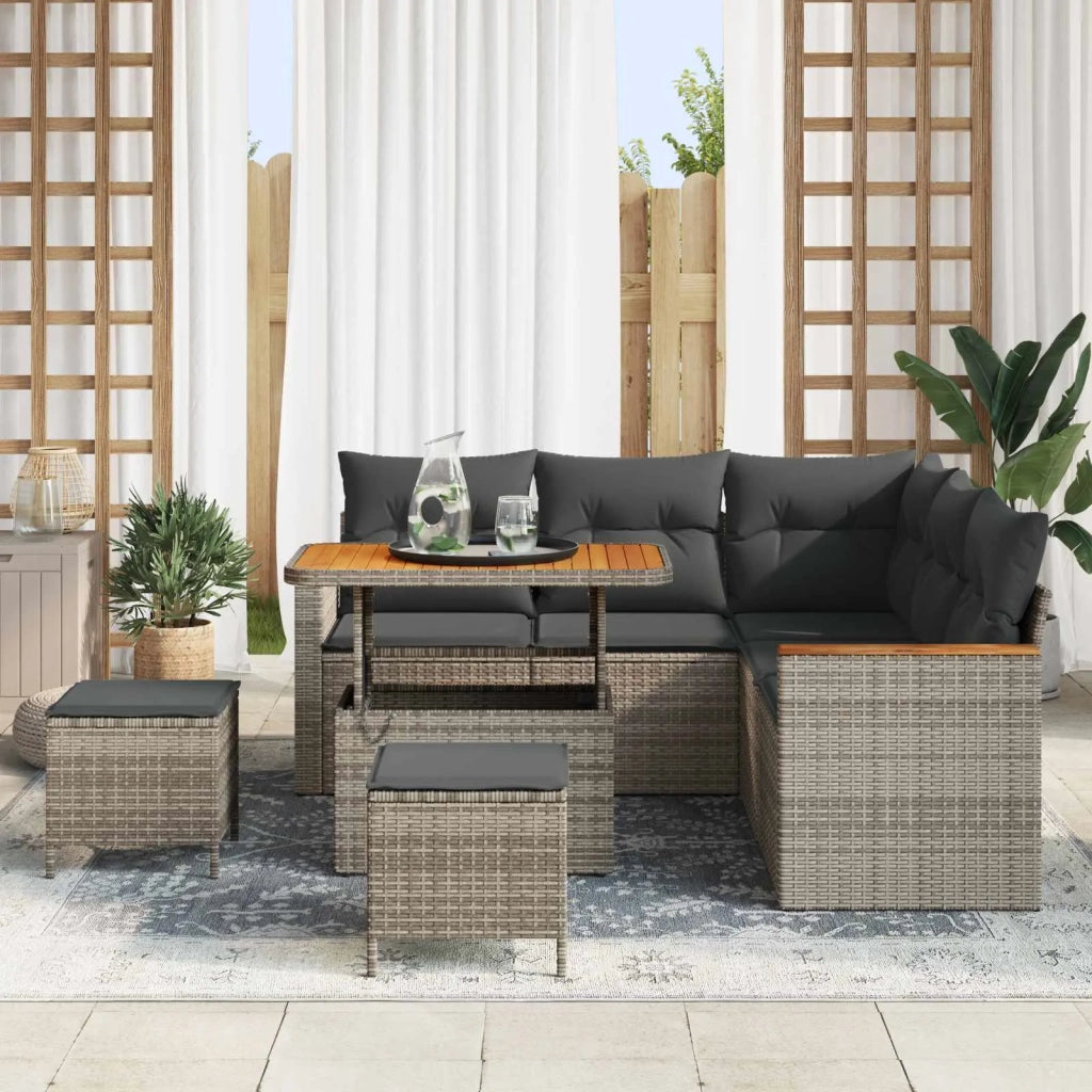 Set Divano da Giardino 8 pcs Grigio polyrattan 3362918