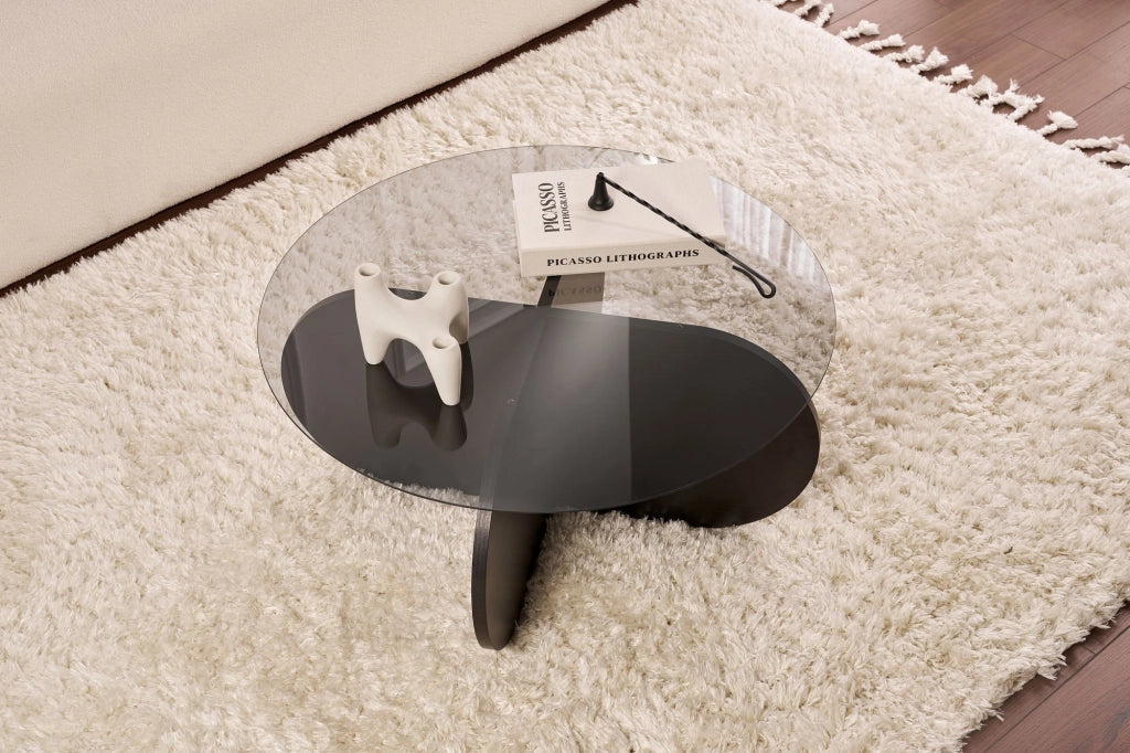 Tavolo basso in legno "Aeris" - 75 x 75 x 35 cm - Bois Noir Trasparente