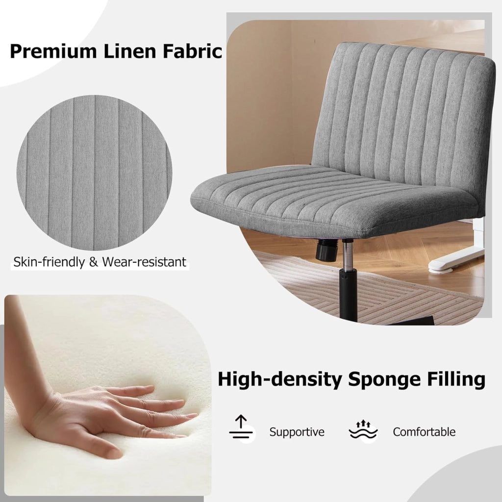 Sedia Ufficio Senza Braccioli, Sedia Ufficio Girevole a 360°, con Ampia Seduta e Oscillazione di 120°, Regolabile in Altezza, per Casa e Ufficio, 71 x 66 cm, 3 Colori