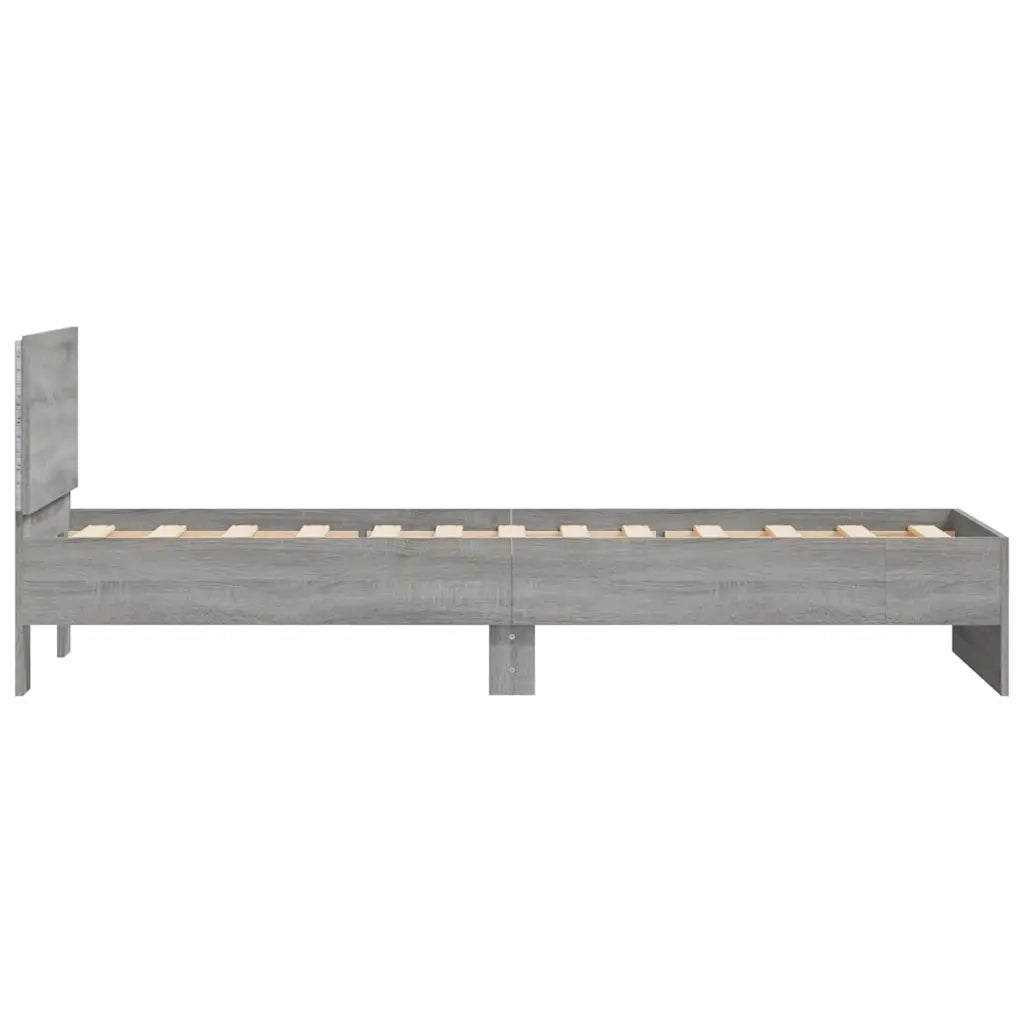 Giroletto con Testiera e LED-Struttura Letto con testiera Grigio Sonoma 90x190 cm