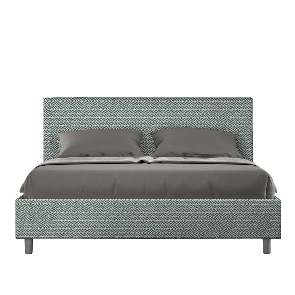 Letto Matrimoniale 160x190 cm con Rete e Contenitore Giroletto con Alzata Comoda Imbottito in Tessuto Aragona Adele