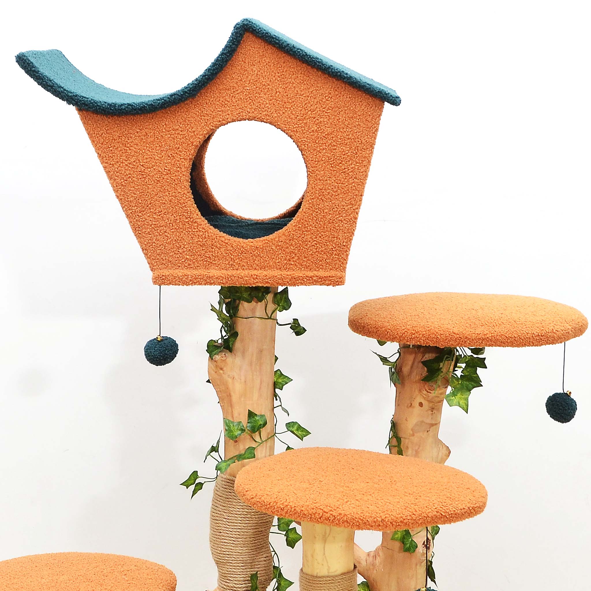 Fudajo Albero tiragraffi con effetto pianta 135 cm pelliccia e legno pero