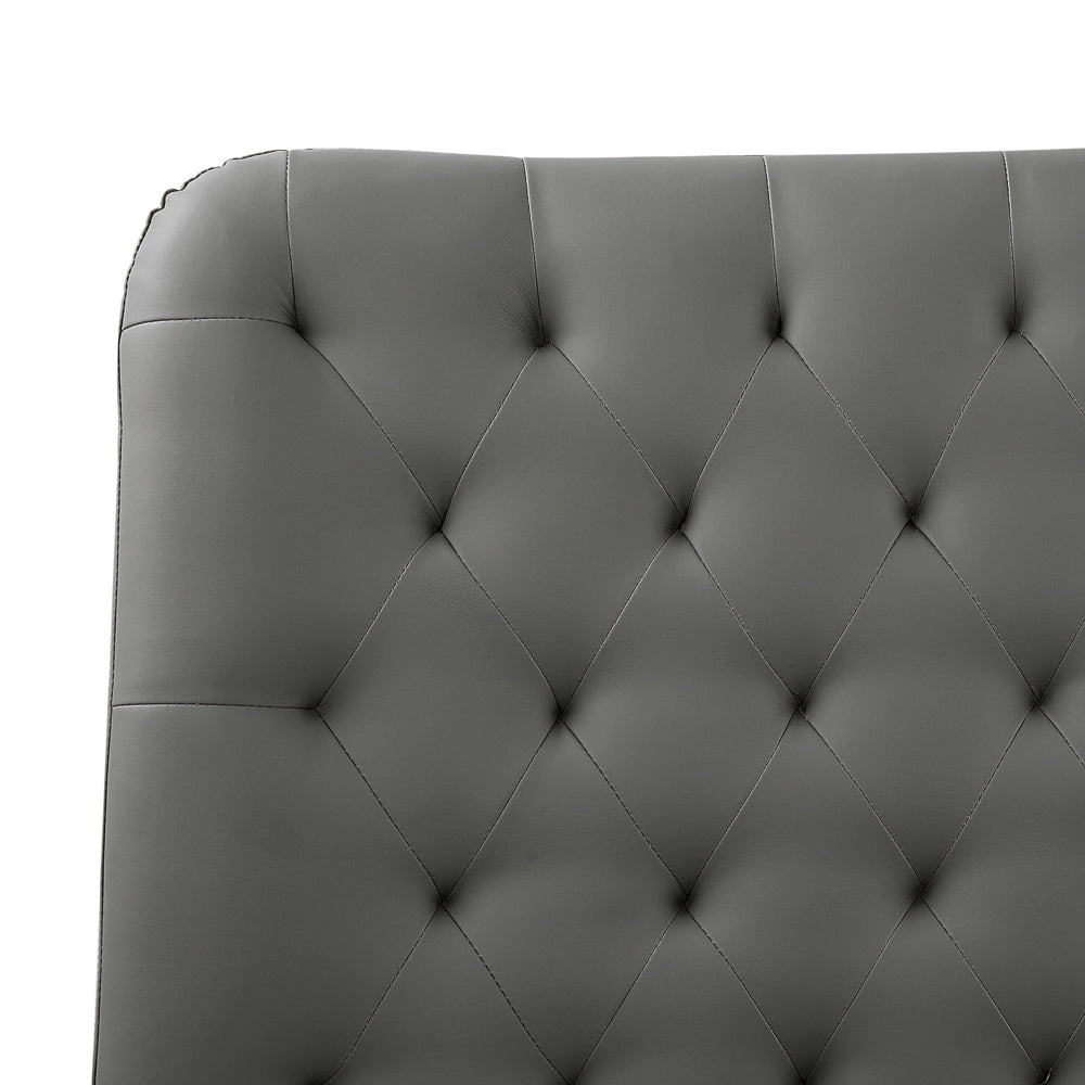 Letto rivestimento in ecopelle grigia 160 x 200 cm Testiera capitonné dal design moderno
