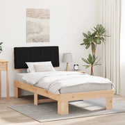 Letto con Testiera Rivestita Nero 100 x 200 cm Pino massello