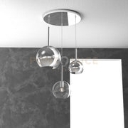 SOSP. CROMO TONDA 3 LUCI VETRI 1 GRANDE CROMO+1 MEDIO TRASPARENTE+1 PICCOLO CROMO 1155CR-S3 TMIX-TC