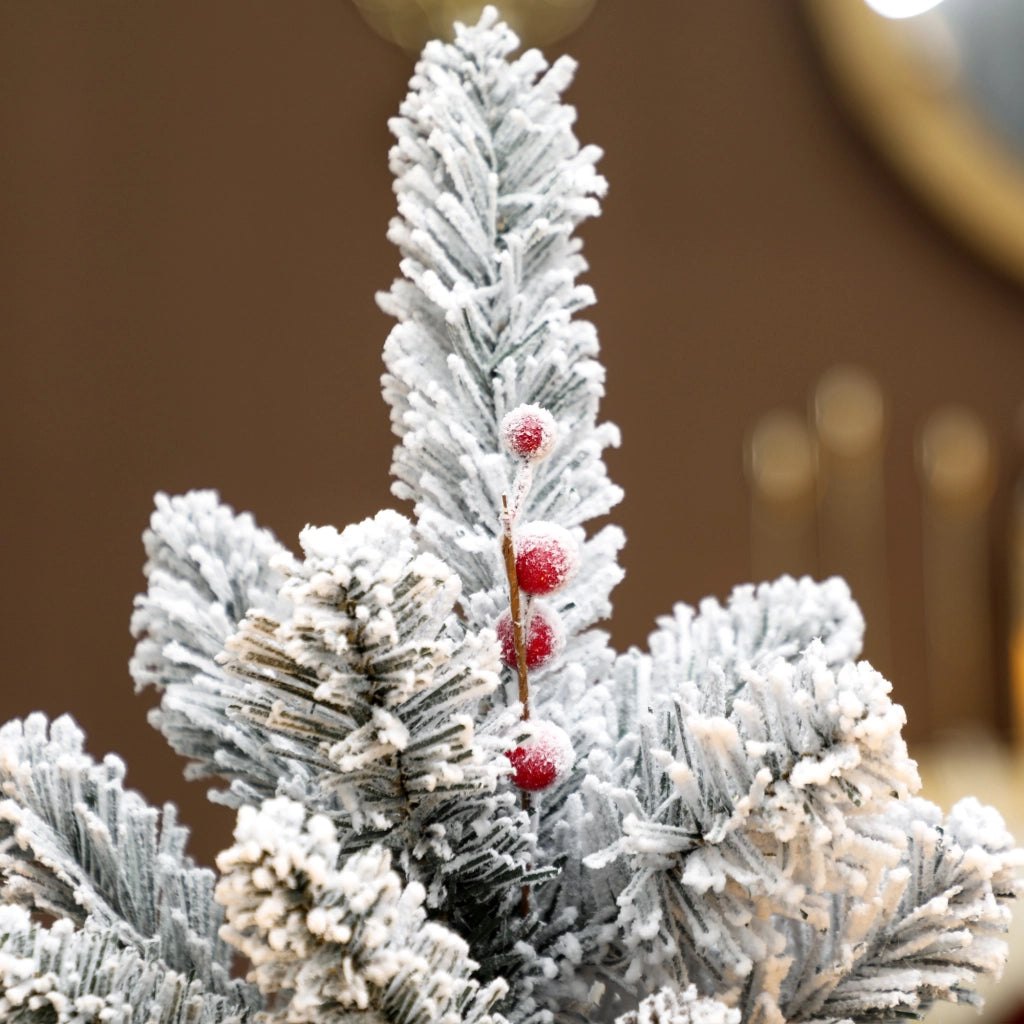 Albero di Natale Piccolo con Rami Innevati, Pigne e Bacche ¨C zephmum ¨C 60 cm Verde