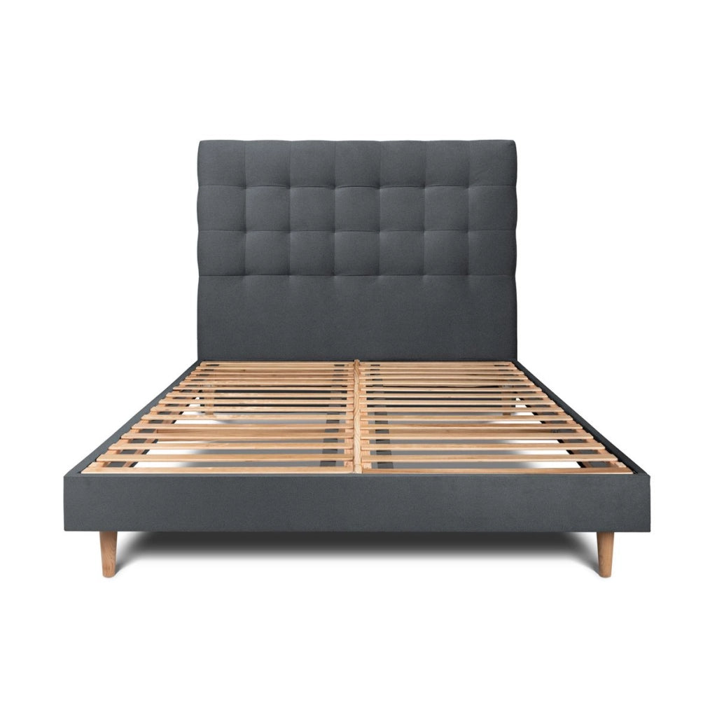 Letto 200x200 cm con testata imbottita - Tessuto velluto