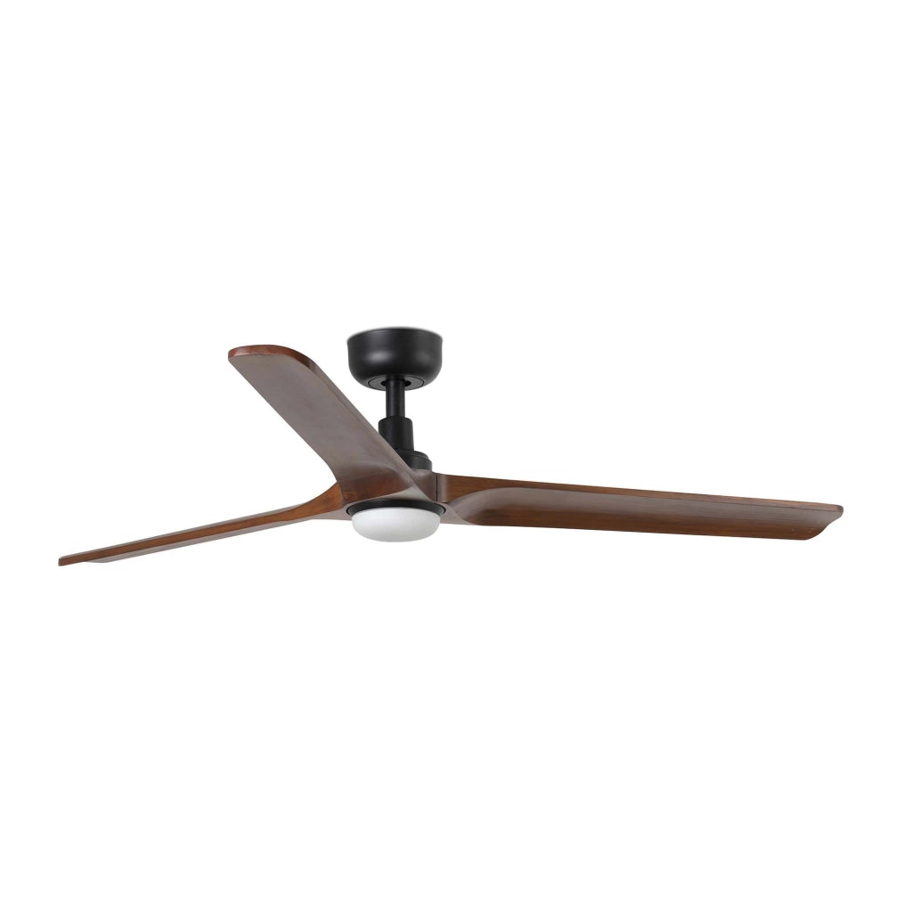 FARO Ventilatore da soffitto con luce LED HEYWOOD L acciaio Nero Opaco pale in legno chiaro motore DC 6 velocita con inversione telecomando incluso per 176–28 m² FARO-33809_1TW