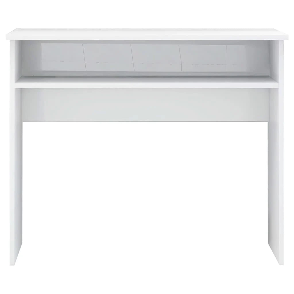 Scrivania tavolo postazione di lavoro mobile per computer scrivania da studio finitura lucida 90 x 50 x 74 cm legno ingegnerizzato bianco 02_0023554