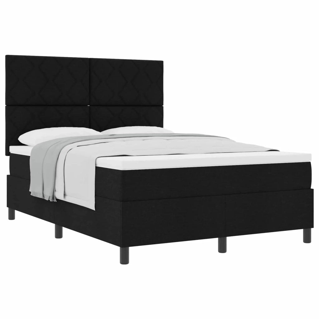 Letto a molle con materasso Nero 140 x 190 cm Tessuto 3339464