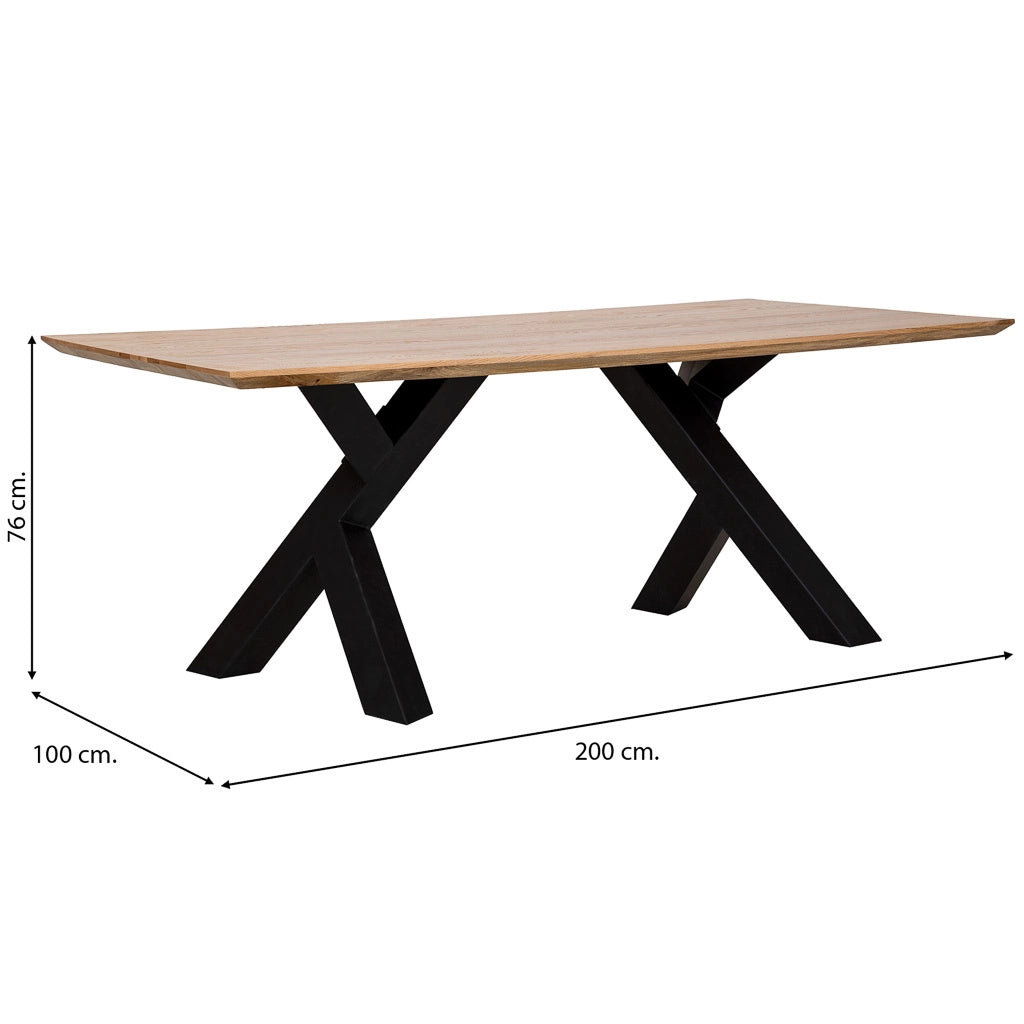 Tavolo da pranzo in legno marrone e nero 200x100x76h cm