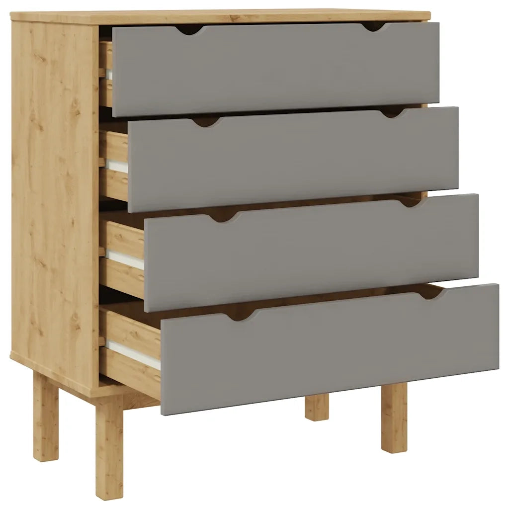 Cassettiera OTTA Marrone e Grigio 76,5x39,5x90 cm Legno di Pino 348583