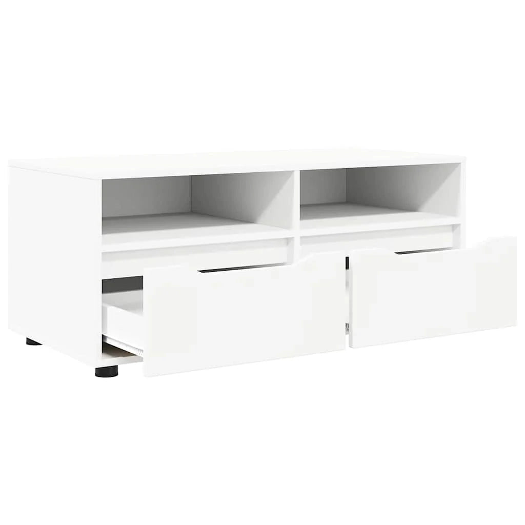 Mobile porta TV moderno rettangolare bianco con cassetto e ripiani decorativi di design 100 x 48 x 43 cm in legno ingegnerizzato bianco 02_0054661