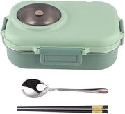 Lunchbox Termica 1100 ml Doppio Strato 3 Design a Rettangoli 304 Cassetta in Acciaio Inossidabile con Cucchiaio, Cucchiaio e Ciotola per Minestre (Verdure) - Adatto per Cibi Caldi - AISI - Contenitore Isolante per Picnic