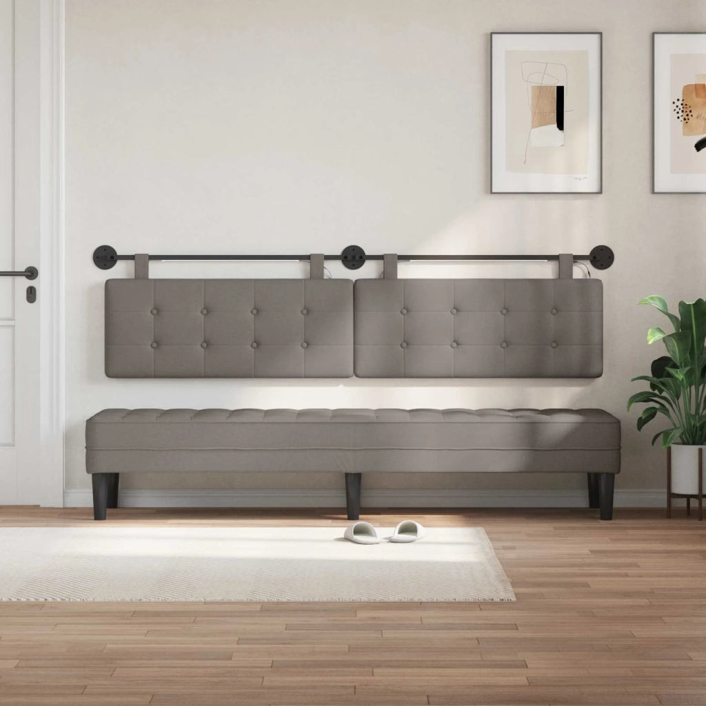 Testiera sospesa Con luce LED Tortora Tessuto