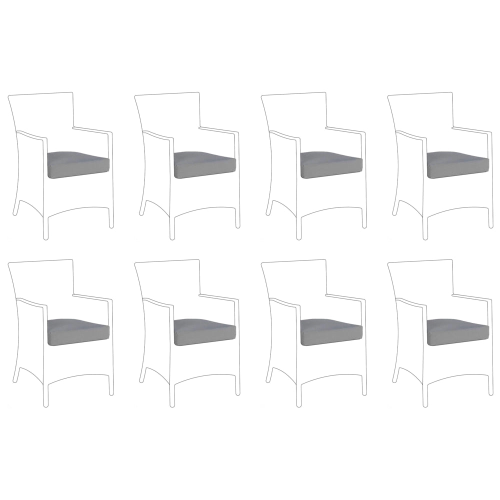 Set di 8 copricuscini per sedili in tessuto grigio per sedie da giardino 47 x 47 x 10 cm