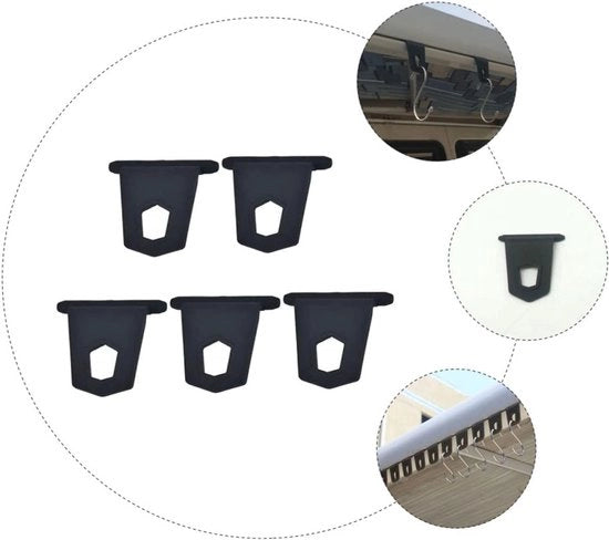 5 pezzi di supporti per camper in gomma, accessori di fissaggio duraturi per abbigliamento, borse e ombrelli, compatibili con le traverse di apertura automatica, bordi arrotondati per l'uso.