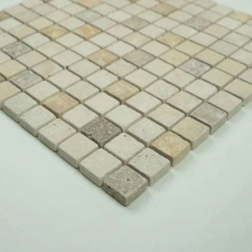 Mosaico in Travertino Anticato - Mix 3 Colori - 2,3X2,3X1 CM