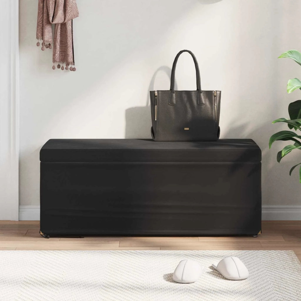 Pouf Nero 101 x 41 x 40 cm Velluto e Legno Ingegnerizzato