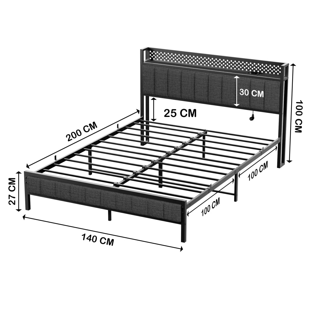 Letto singolo 140x200 cm, colore nero
