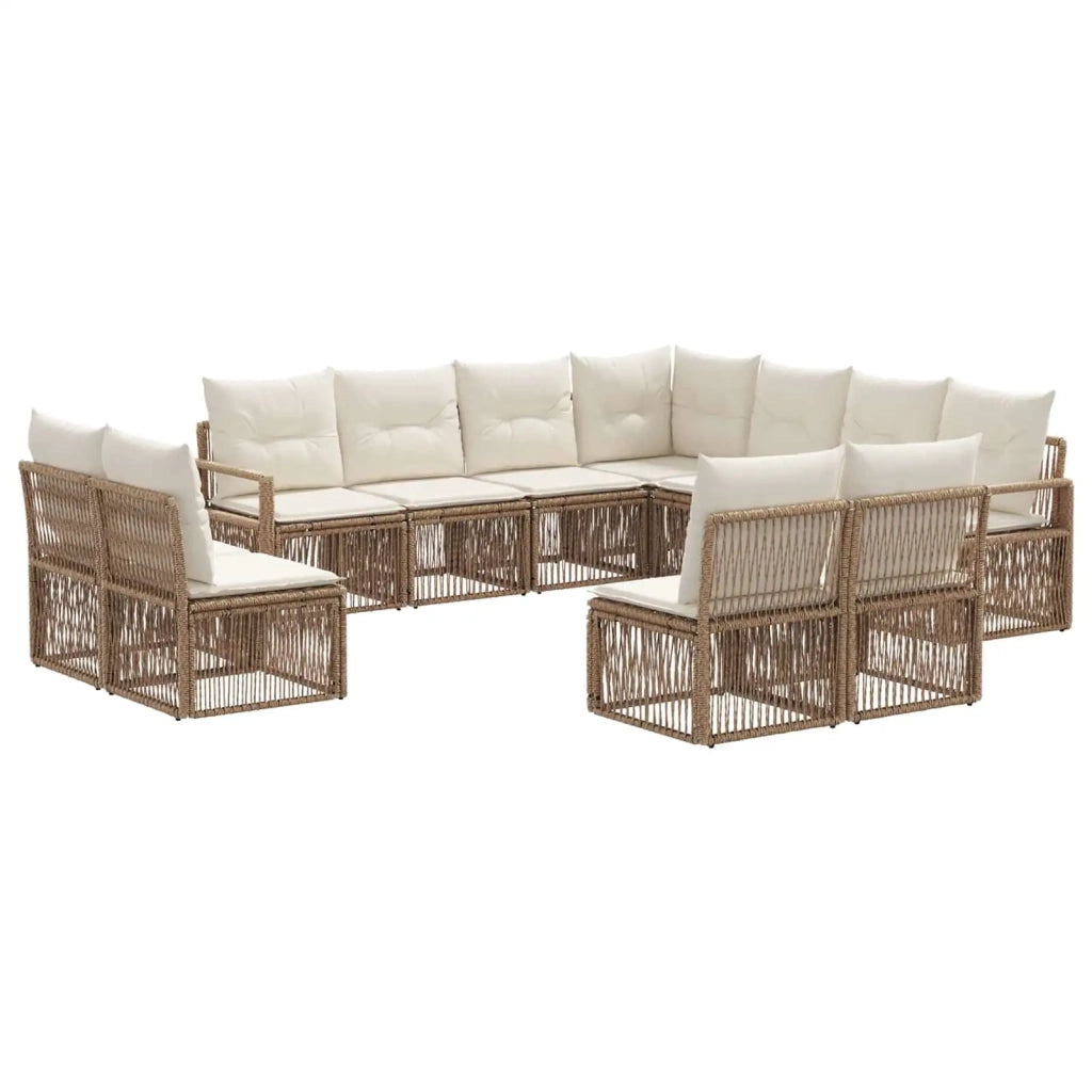 Set Divano da Giardino 11 pcs Beige polyrattan 3435747