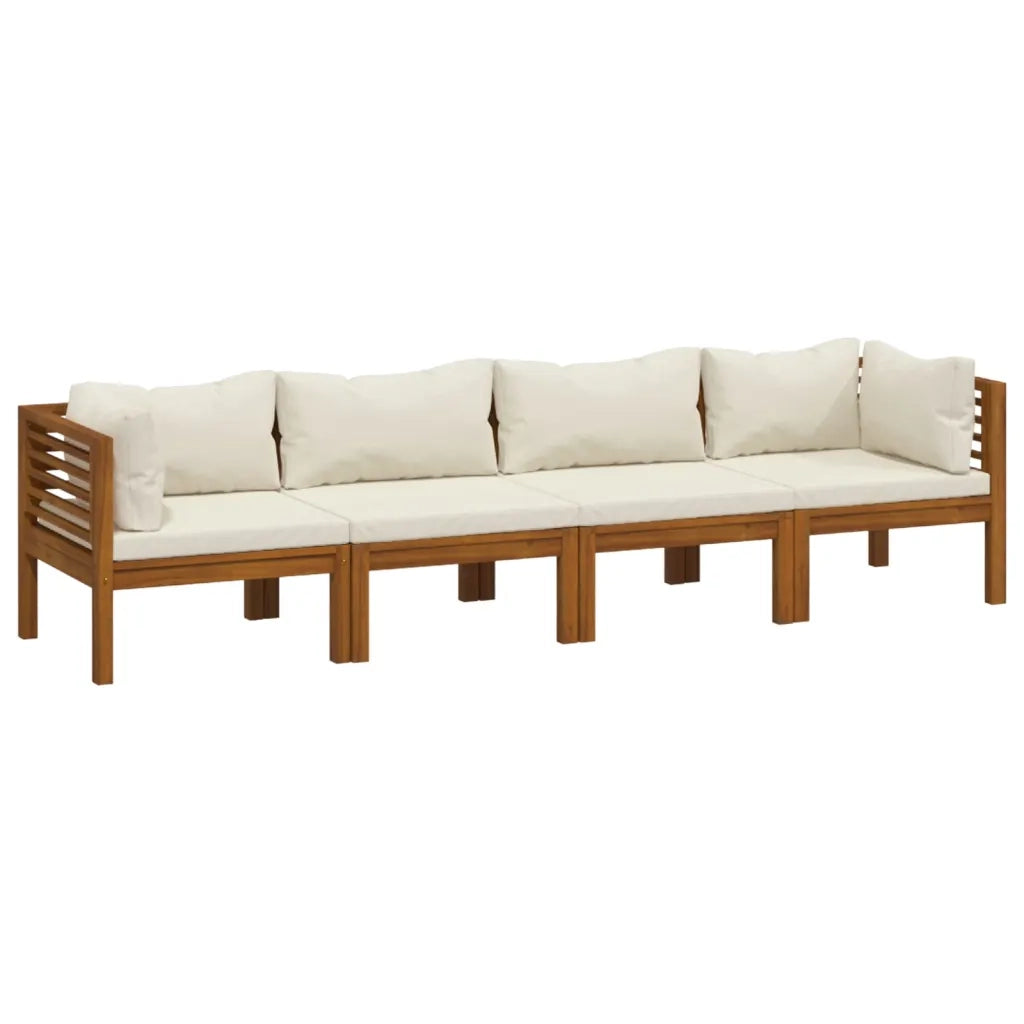 Divano da Giardino a 4 Posti con Cuscino Crema Massello Acacia 3086933