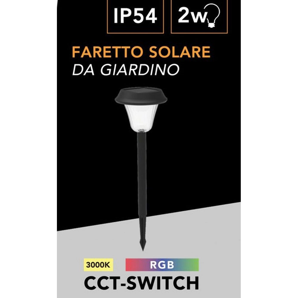 Trade Shop - Picchetto Led Faretto Pannello Solare Rgb + Caldo 3000k Lampada Decorativa Ip54 Zq-fy-t26 -
