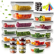 24 confezioni di contenitori per alimenti con coperchio, contenitori di conservazione, materiali di sicurezza alimentare, impermeabili, scatole per preparazione pasti per forno a microonde/ congelatore/lavastoviglie
