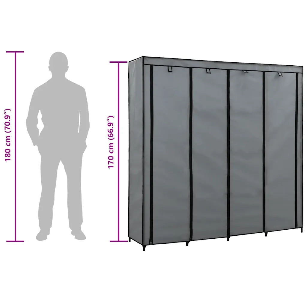 Guardaroba con 4 Scomparti Grigio 175x45x170 cm cod mxl 67314