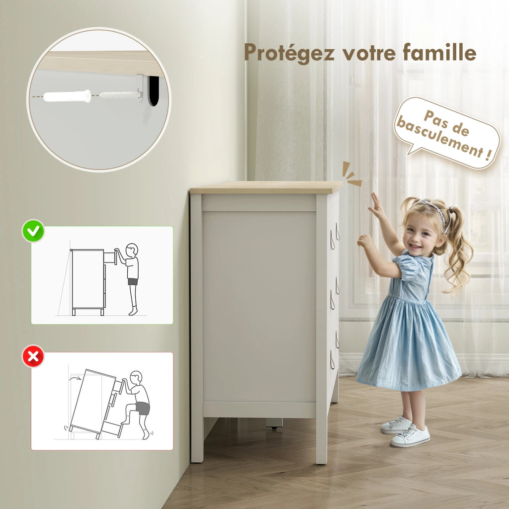 Cassettiera 6 Cassetti Stile Moderno ¨C Minimal ¨C Bianco 120x40x78
