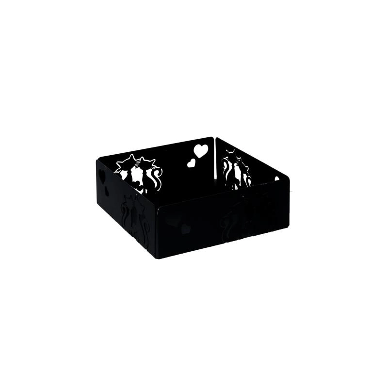 Portatovaglioli metallo gatti nero quadrato cm 16,5x16,5h6
