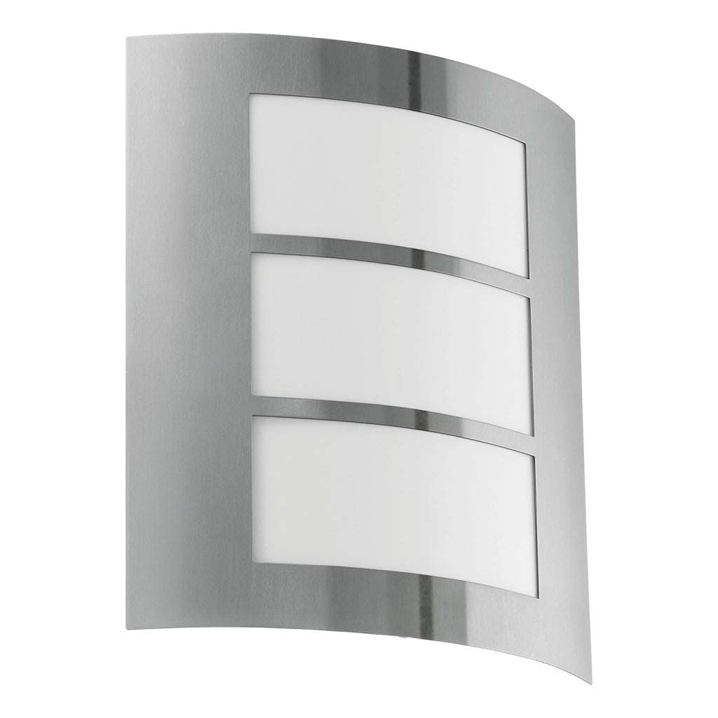 Applique Esterno Contemporanea City Acciaio Argento E Bianco 1 Luce E27