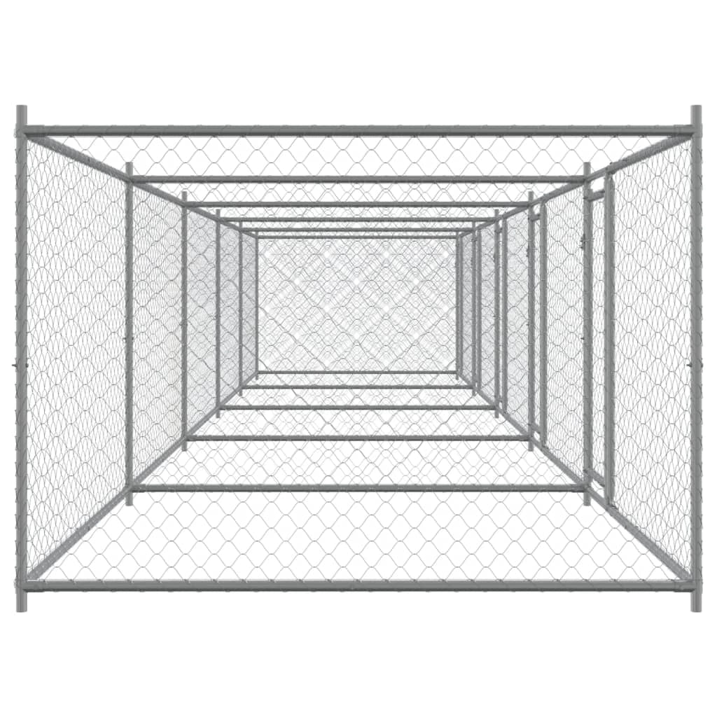 Trasportino per cani con porte 10 x 2 x 1,5 m acciaio zincato grigio 02_0041622