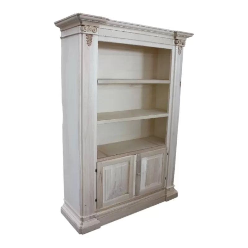 Libreria 3 vani a giorno 2 porte legno massello l.145 p.50 h.202 (407) - Mobili 2G