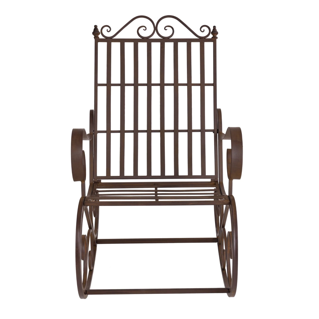 Sedia a dondolo da giardino vintage in metallo 92x59x90 cm bronzo 03_0007131