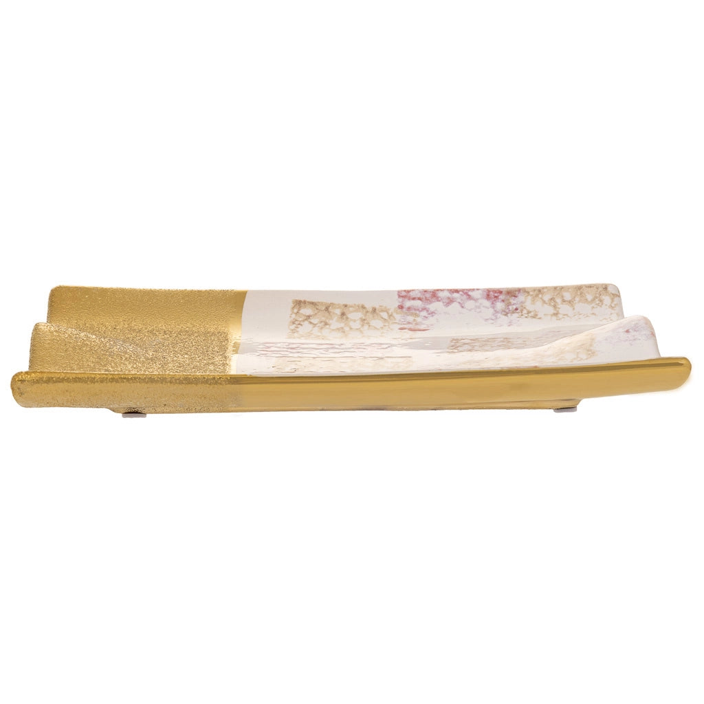 Centrotavola in ceramica dorata 26x20x3h