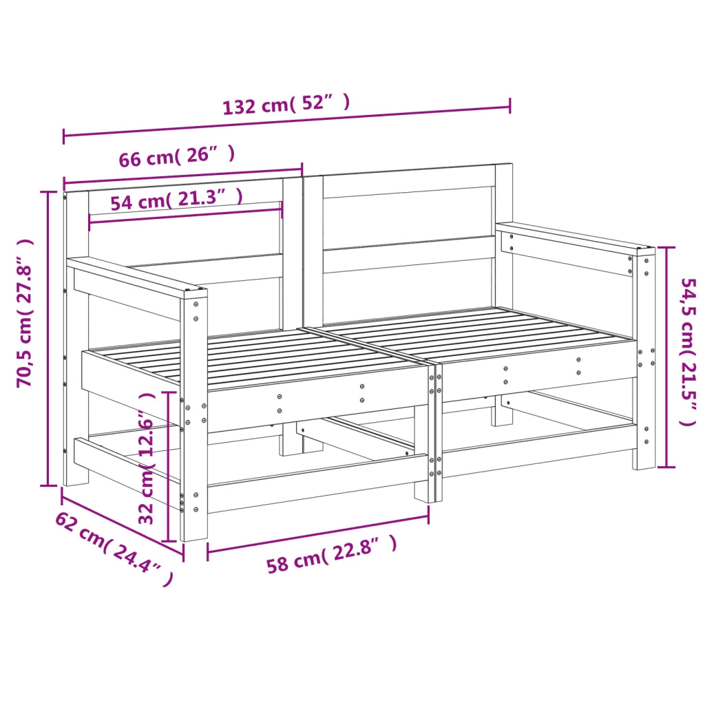 Divani Angolari da Giardino 2 pz in Legno Massello di Pino 825506