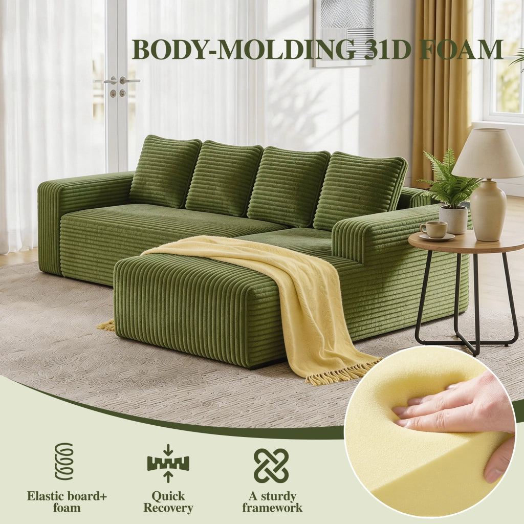 Divano modulare angolare 2 pezzi - con chaise reversibile e seduta profonda - verde