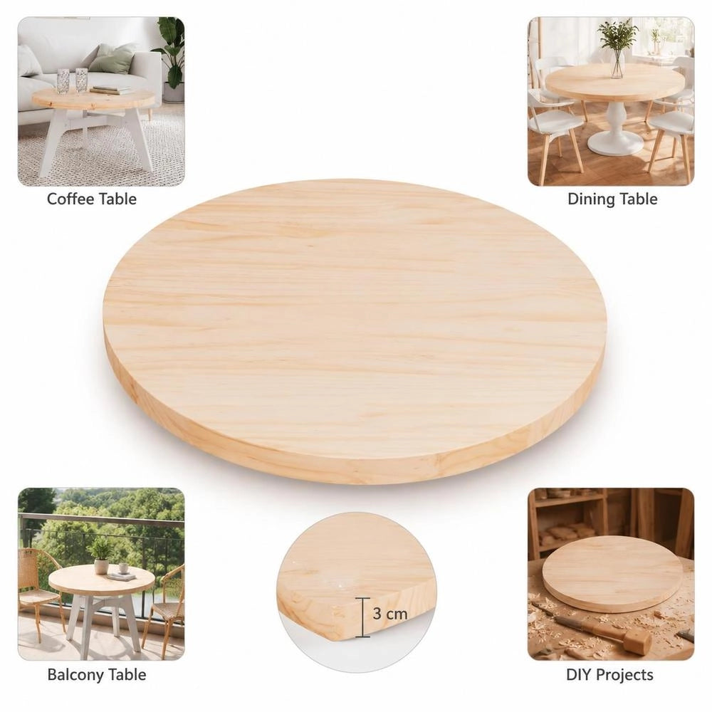 Round Tabletop 70x3 Cm, Solid Pine Wood