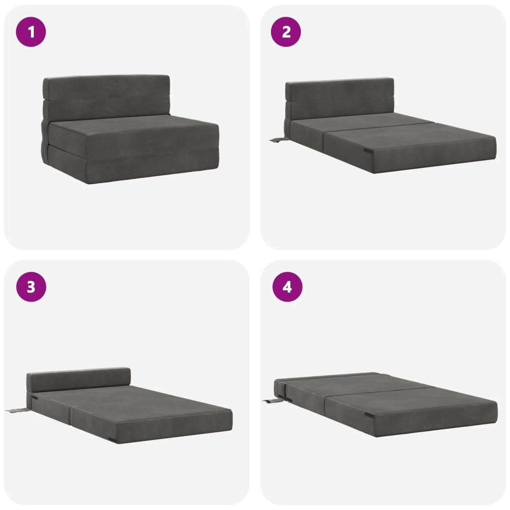 Divano Letto Pieghevole Grigio Scuro 70 x 72 x 60 cm Tessuto 900076