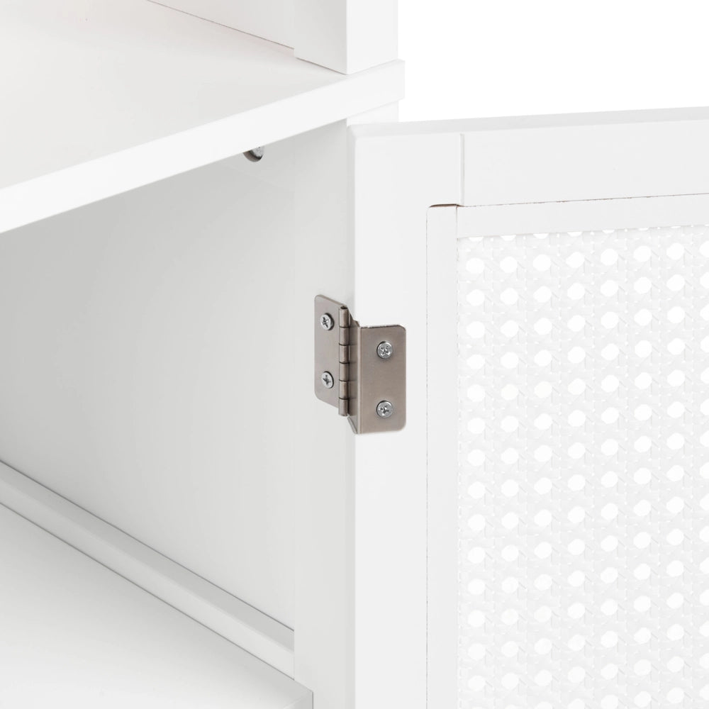 Mobile da bagno alto con ripiani in MDF bianco 30 x 160 cm armadietto