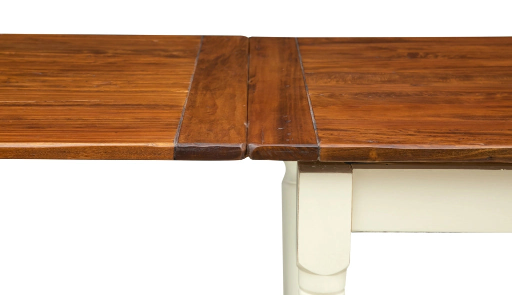 Biscottini Tavolo allungabile Country con struttura bianca anticata piano noce in legno massello di tiglio Made in Italy
